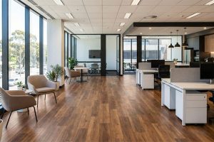 Modern Australian commercial office space with fire rated hybrid flooring installed