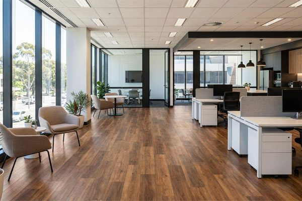 Modern Australian commercial office space with fire rated hybrid flooring installed
