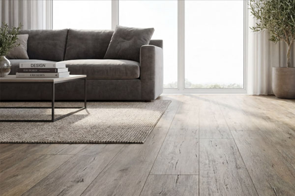 modern living room featuring lifeproof rigid core vinyl plank flooring